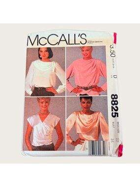 Vintage 1980s McCalls Sewing Pattern 8825 Misses Blouse Size 12 Bust 34 Uncut